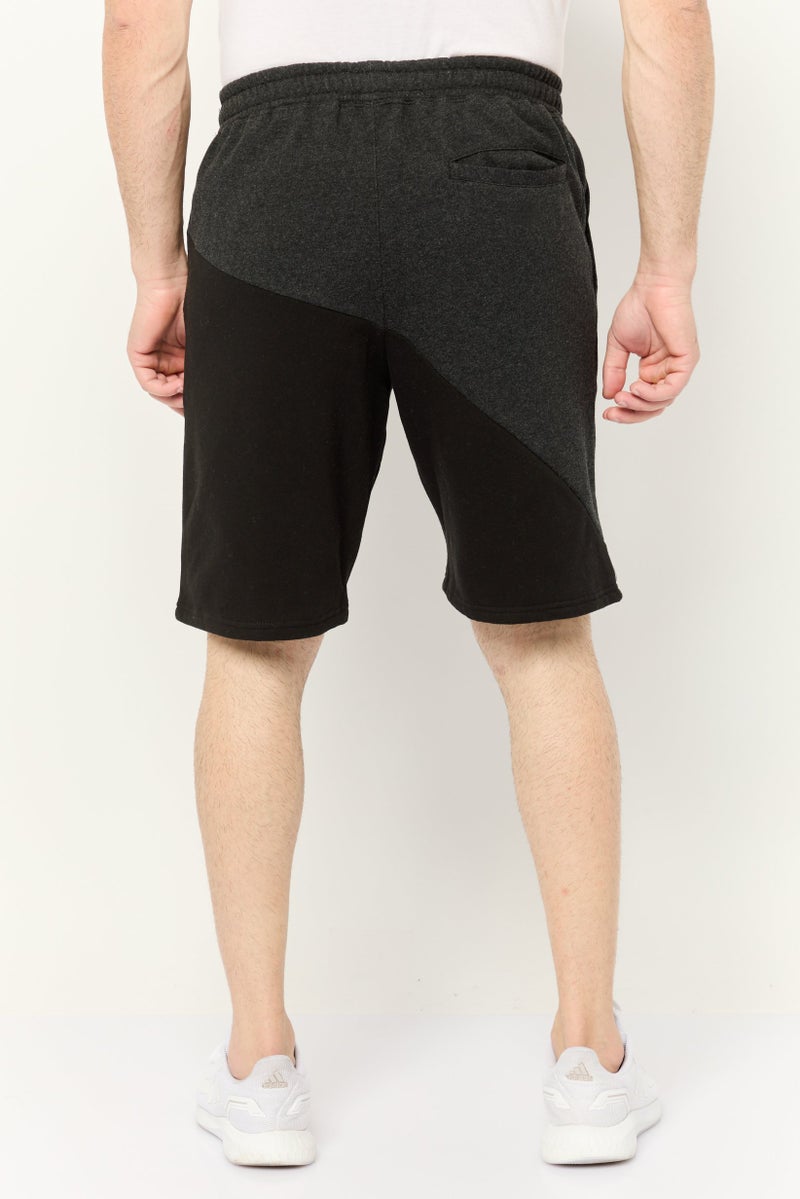 Prince Men Drawstring Two Tone Basic Shorts, Black - Image 2